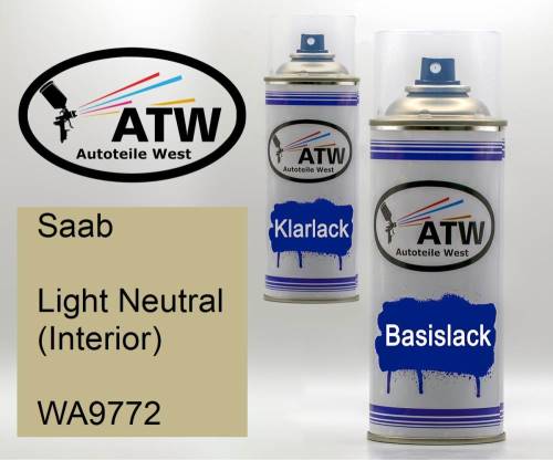 Saab, Light Neutral (Interior), WA9772: 400ml Sprühdose + 400ml Klarlack - Set, von ATW Autoteile West.